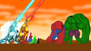 BIG HULK - BIG SPIDERMAN vs GODZILLA ATOMIC BREATH | Godzilla Cartoon Movies