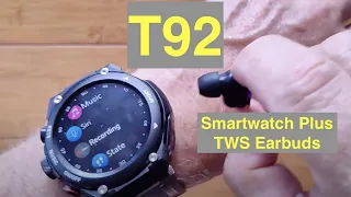 LEMFO T92 Temperature BP 128MB Music Storage Smartwatch with BT5 TWS Earbuds: Unboxing & 1st Look