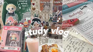 study vlog 🍧 NIIMBOT printer GA (closed), cleaning my desk setup, aesthetic notes, anime merch haul