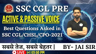 Active and Passive Voice | Best Question Asked In SSC CGl CHSL CPO 2021 |Class 09 | Jai sir🔥🔴
