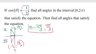 Trig Finding all angles that satisfy cos(theta) equals -1/2