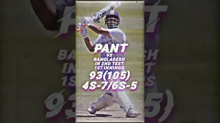 rishabh pant scores 93 runs vs ban in 2nd test #ytshorts #cricketidols #viralshort #shorts