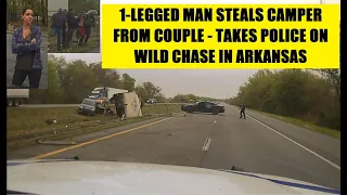 1-LEGGED MAN steals Camper RV from REST STOP & takes State Police on chase - FLIPS vehicle in median