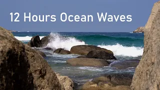 Ocean Waves Crashing on Rocks from Sunrise to Sunset - 12 Hours No Loops 4K UHD ASMR