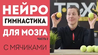 Нейрогимнастика - упражнения для мозга с теннисными мячами. Часть 2