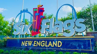 Six Flags New England Summer 2023 Evening Walking Tour in 4K - Agawam, MA