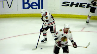 Patrick Kane during pre-game warm-up at the Blackhawks @ Senators hockey game