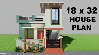 सुन्दर सा घर का नक्शा 3D 18 by 32 makan ka naksha 18*32 house plan atoz house design