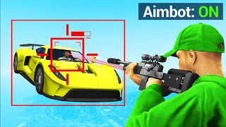 CHEATING In GTA 5 SNIPERS Vs. CARS! (Auto-Aim)