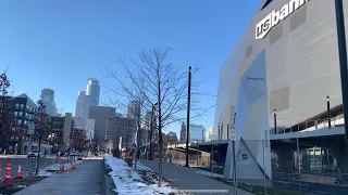 Sunny Downtown Minneapolis: US Bank Stadium to Target Field, 5th st light rail line and 6th st