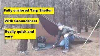 Super quick tarp shelter, fully enclosed with groundsheet. In some ways its the best one.