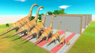 Herbivorous Dinosaurs of Different Sizes in a Block Race - Animal Revolt Battle Simulator