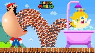 Super Mario Bros. but  Mario and 999 Tiny Mario get in Peach Bathroom | Game Animation