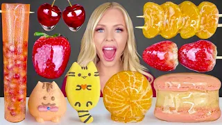 ASMR CANDIED FRUIT, TANGHULU MACARON, CHERRIES, POMEGRANATE JELLY MUKBANG 먹방