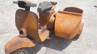 Full Restoration 1978 Piaggio Vespa Scooter with SideCar   Full TimeLapse