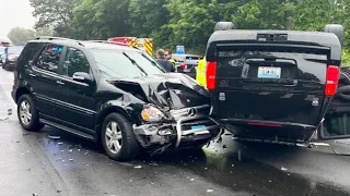 Police SUV Flips Onto Roof During Crash