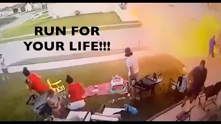 Fireworks gone Wrong!  Horribly wrong!   Explosion in front yard