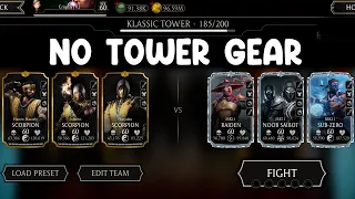 Klassic Fatal Tower Match 185 with 3 Gold Scorpions. MK Mobile.