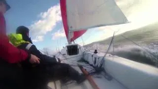 Extreme winter j80 sailing LSD 20+ knots