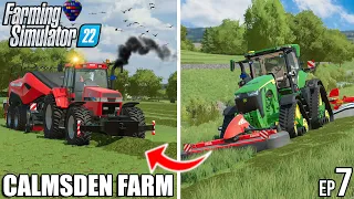 BIG Grass Silage OPERATION w/ CASE and JOHN DEERE | Cows on Calmsden | Farming Simulator 22 | #7