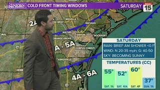 Saturday Forecast: Cold front brings cooler temperatures and strong winds to Corpus Christi