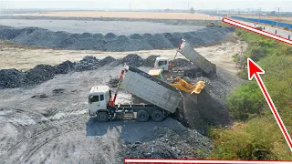 1714,Incredible! Making Foundation New Road Crossing Water By Skill Operator Wheelloader Pust Stone