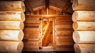 Log Cabin Sauna in the Forest, DIY Build: Cedar Floor, Door and Benches