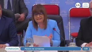 Patricia Bullrich defendiendo la Ley Ómnibus frente a los diputados
