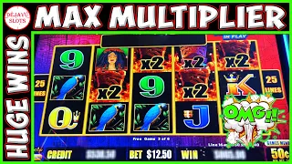 OMG Max Multiplier Pays HUGE WIN! Tiki Fire High Limit Lightning Link Slot Machine