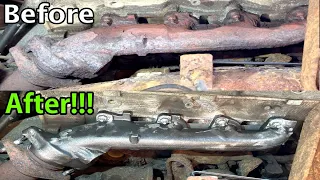 Ford 5.4 Exhaust Manifold Removal & Installation, Ford F-350, F-250, Seeping Manifold! Rusted Studs!