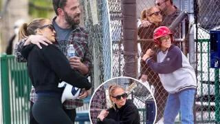 Jennifer Lopez, Ben Affleck take her daughter, Emme, to the batting cages
