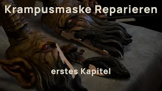 Krampusmaske Reparieren - Teil 1: Verleimen, Verdübeln und Grundieren | Holzkunst Eder Sebastian