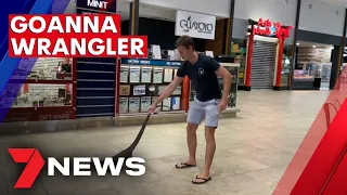 Goanna dragged out of Australian shopping mall | 7NEWS