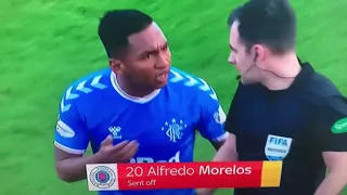 Alfredo Morelos Celebration and red card