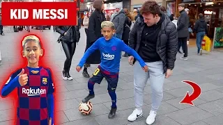 9 year old KID MESSI playing FOOTBALL in LONDON !? (PUBLIC NUTMEGS CHALLENGE)