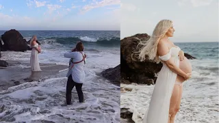 Natural Light Beach Maternity Photoshoot In Malibu, California | Behind the Scenes