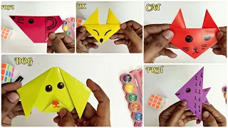 Easy paper craft | Easy origami | 5 easy paper folding | Dog Fox Cat Fish Mouse |