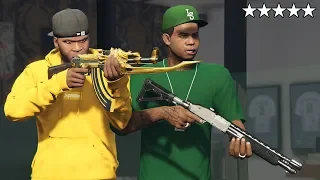 GTA 5 - Franklin and Lamar FIVE STAR Cop Battle in FRANKLIN'S MANSION! (NEW HOUSE)