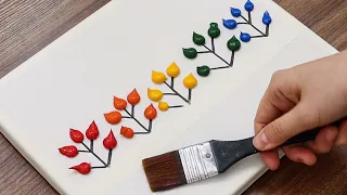Simple Colorful Landscape from Dots｜Acrylic Painting For Beginners #852｜ Oddly Satisfying ASMR #852