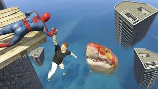 GTA 5 Water Ragdolls | Spiderman VS Lava-Shark Jumps/Fails (Euphoria Physics) Ep.40