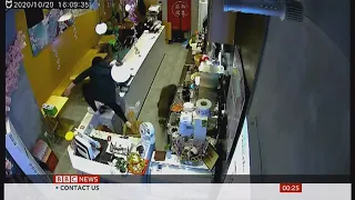 Wild boar takes a trip to a shop (China) - BBC News - 2nd November 2020