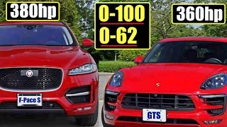 Porsche Macan GTS (360hp) vs Jaguar F-Pace S (380hp) | 0-100km/h / 0-62mph Acceleration