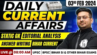 Current Affairs Today: 3rd February Current Affairs 2024 for BPSC Exam & All Other Govt Exam