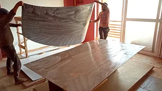 No Bubble" No Air" how to paste laminate on plywood ! लैमिनेट लगाना सीखे