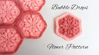 Easy to crochet Bubble Drops flower pattern for blankets , throws,tables runners, coasters....