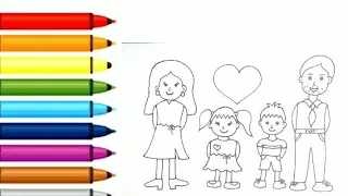 Drawing, Painting and Colouring A Family ❤️👪 Easy drawing for kids