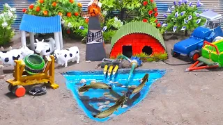 DIY how to make Farm Diorama with House for Cow,  | Cow Shed |  mini water pump supply bulu lake #7