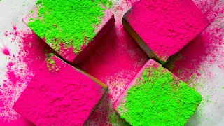 Pink and Green Dyed Gym Chalk with Holi Powder ASMR • Oddly Satisfying • Sleep Aid