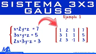 Solución de un sistema de 3x3 | Método de Gauss Ejemplo 1  @MatematicasprofeAlex