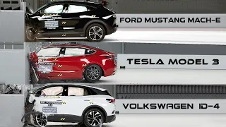 Ford Mustang Mach-E 🆚️ Tesla Model 3 🆚️ Volkswagen ID-4 - Electric Car Crash Test!